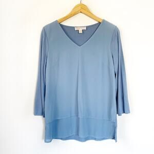 MICHAEL Michael Kors Tiered V-Neck Long Sleeve Blouse Size Small